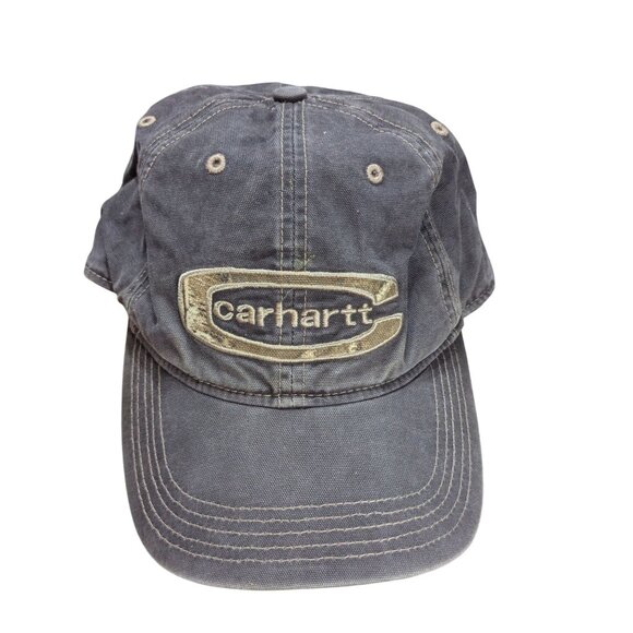 Carhartt Distressed Gray Cotton Baseball Cap With Embroidered Logo & Adjustable - Picture 1 of 4